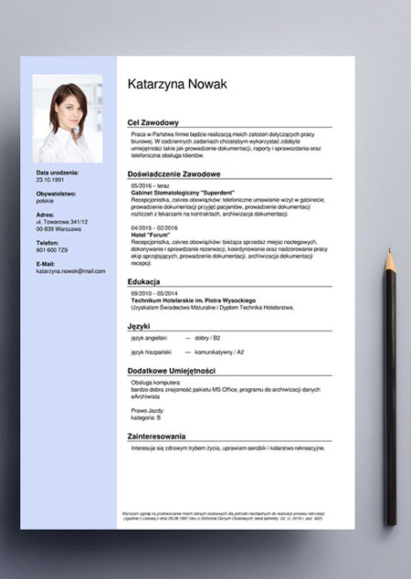 CV napisane przy pomocy kreatora